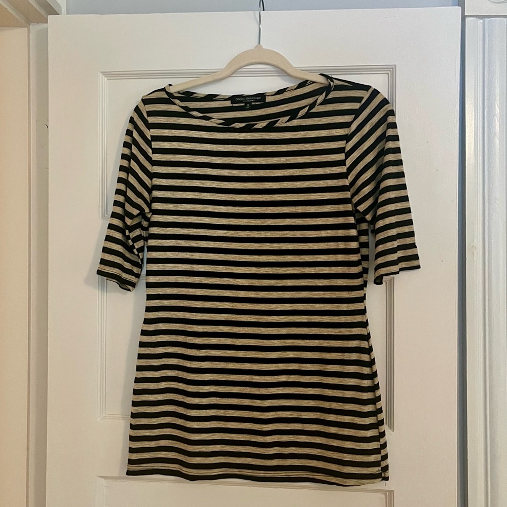 Black and Tan Striped Top